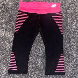 Avia Kids Black and Pink Striped Leggings